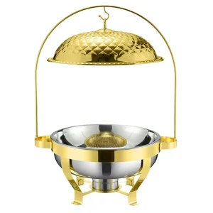 Venta al por mayor diamante de oro patrón chafing dish 4.5L