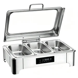 Juego de calientaplatos para catering al por mayor, calentador eléctrico de comida rectangular, bajo y con ventana de visualización