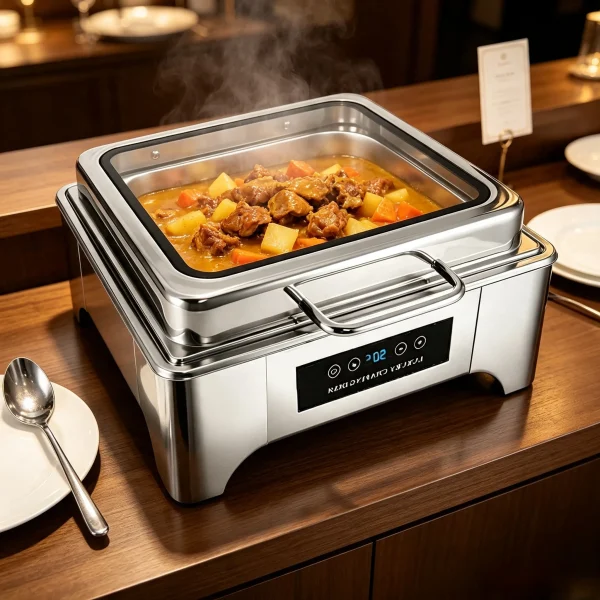 Juego de bufé con calentador eléctrico al por mayor, calentador de comida cuadrado y bajo con pantalla táctil discreta 2